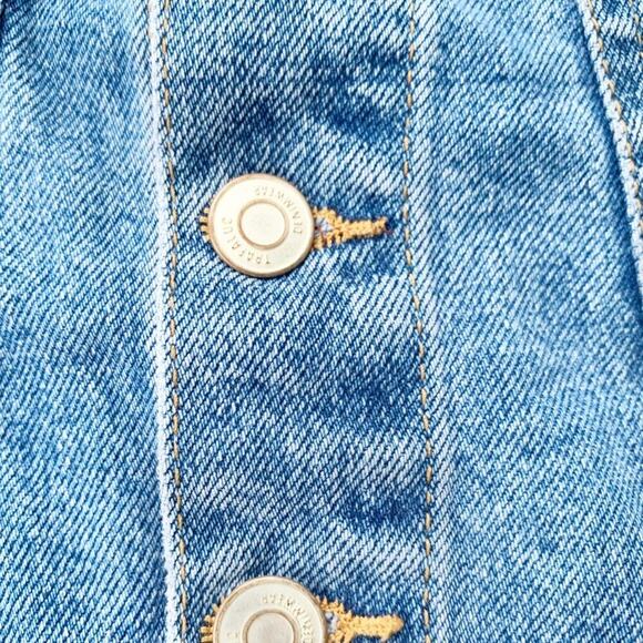 Zara Exposed Front Button Denim Jean Mini Skirt Raw Hem Frayed Festival Size XS - Picture 4 of 12